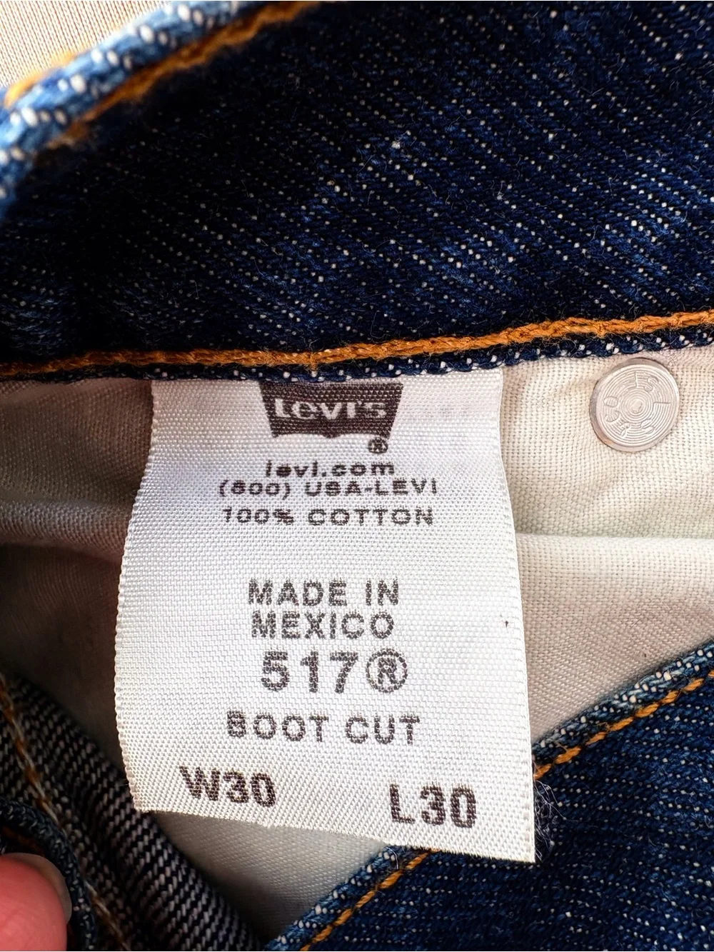 Levi's Slim Straight 517 Men’s Jeans in Dark Blue Denim with Tan Patch